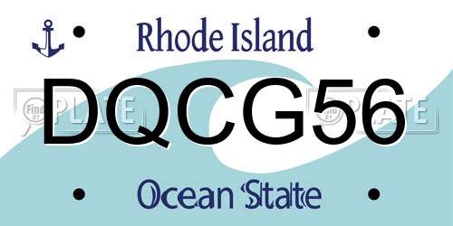 DQCG56 Rhode Island License Plate