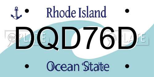 DQD76D Rhode Island License Plate