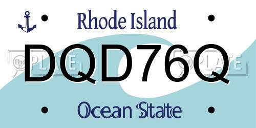 DQD76Q Rhode Island License Plate