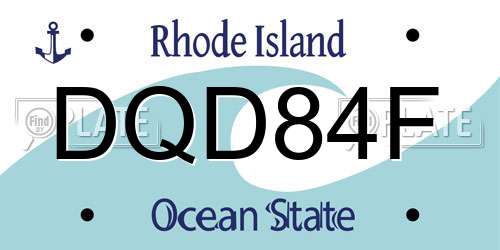 DQD84F Rhode Island License Plate