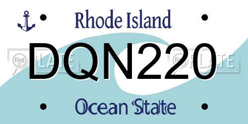 DQN220 Rhode Island License Plate
