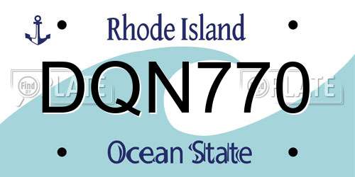 DQN770 Rhode Island License Plate