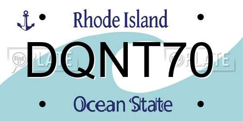 DQNT70 Rhode Island License Plate