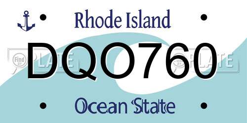 DQO760 Rhode Island License Plate