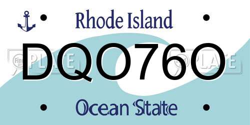 DQO76O Rhode Island License Plate