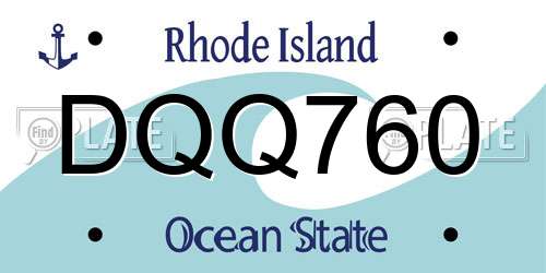 DQQ760 Rhode Island License Plate