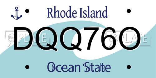 DQQ76O Rhode Island License Plate
