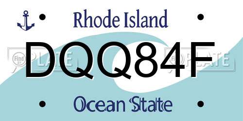 DQQ84F Rhode Island License Plate