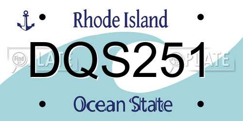 DQS251 Rhode Island License Plate