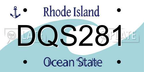 DQS281 Rhode Island License Plate