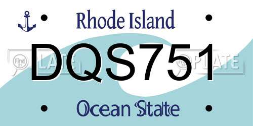 DQS751 Rhode Island License Plate