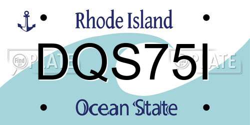 DQS75I Rhode Island License Plate