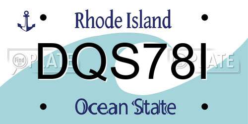 DQS78I Rhode Island License Plate