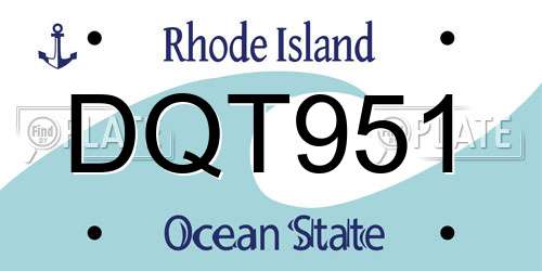 DQT951 Rhode Island License Plate