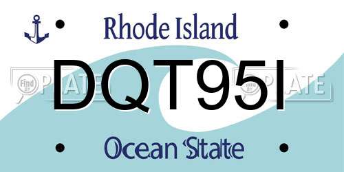 DQT95I Rhode Island License Plate