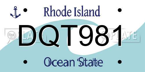 DQT981 Rhode Island License Plate