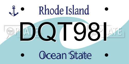 DQT98I Rhode Island License Plate