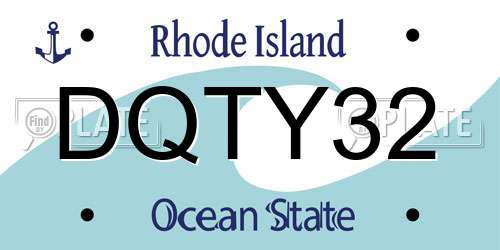 DQTY32 Rhode Island License Plate