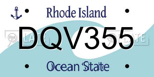 DQV355 Rhode Island License Plate