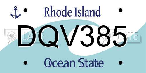 DQV385 Rhode Island License Plate