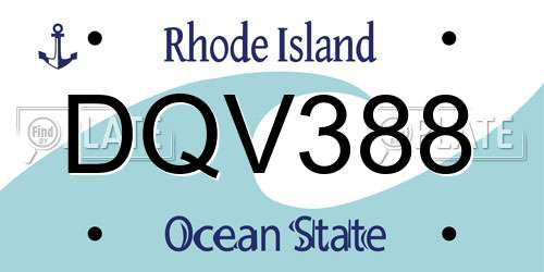 DQV388 Rhode Island License Plate