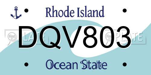 DQV803 Rhode Island License Plate