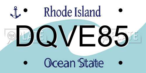 DQVE85 Rhode Island License Plate