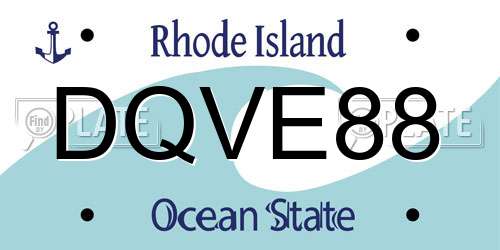 DQVE88 Rhode Island License Plate