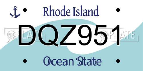 DQZ951 Rhode Island License Plate