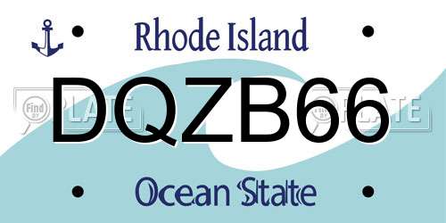 DQZB66 Rhode Island License Plate