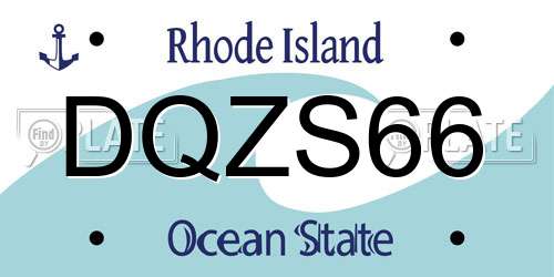 DQZS66 Rhode Island License Plate