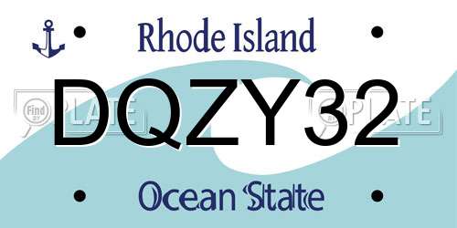 DQZY32 Rhode Island License Plate