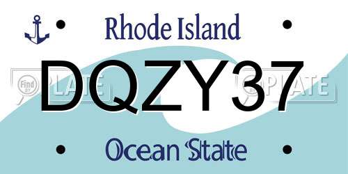DQZY37 Rhode Island License Plate