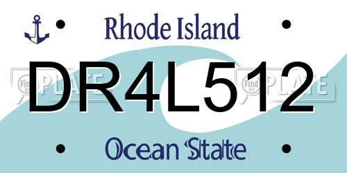 DR4L512 Rhode Island License Plate