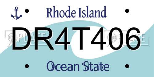 DR4T406 Rhode Island License Plate