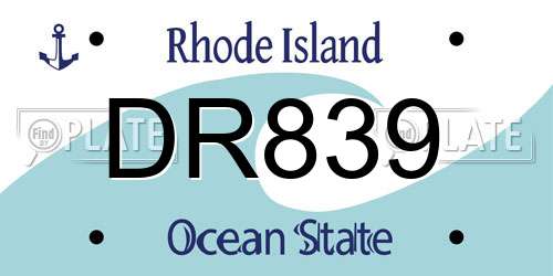 DR839 Rhode Island License Plate