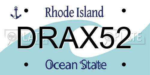 DRAX52 Rhode Island License Plate