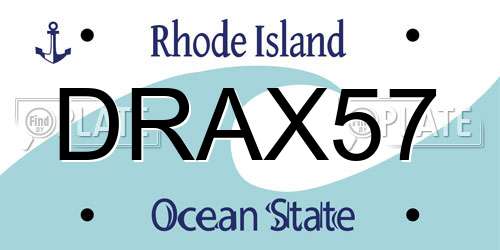 DRAX57 Rhode Island License Plate