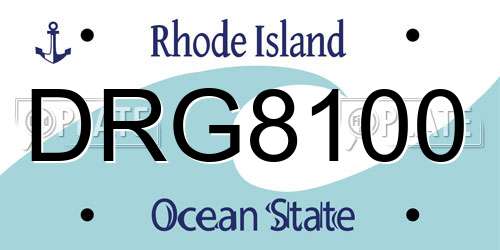 DRG8100 Rhode Island License Plate