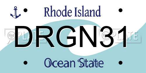 DRGN31 Rhode Island License Plate