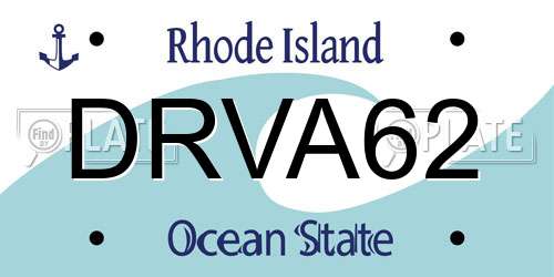 DRVA62 Rhode Island License Plate