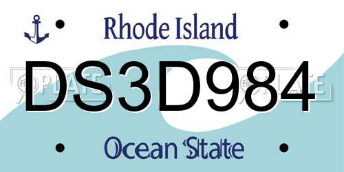 DS3D984 Rhode Island License Plate