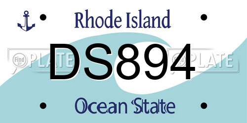 DS894 Rhode Island License Plate
