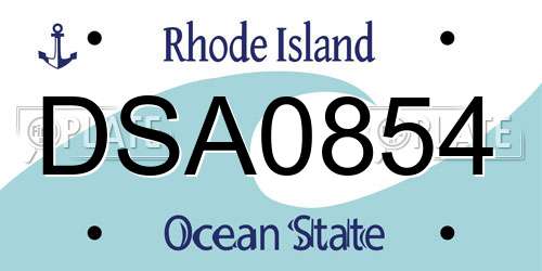 DSA0854 Rhode Island License Plate
