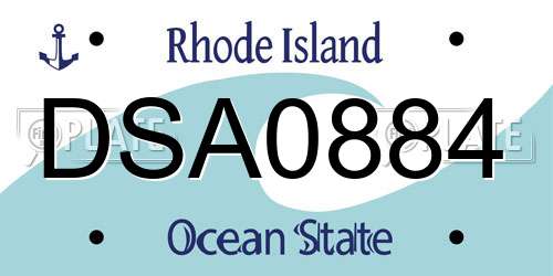 DSA0884 Rhode Island License Plate