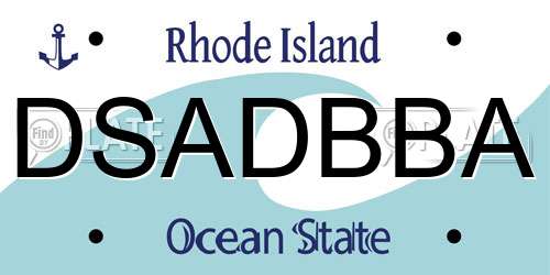 DSADBBA Rhode Island License Plate