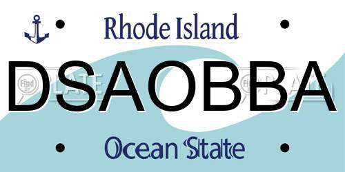 DSAOBBA Rhode Island License Plate