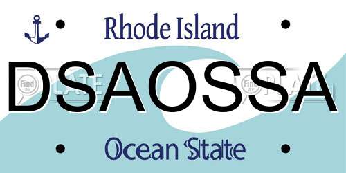 DSAOSSA Rhode Island License Plate