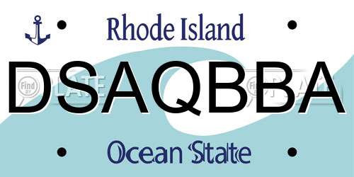 DSAQBBA Rhode Island License Plate