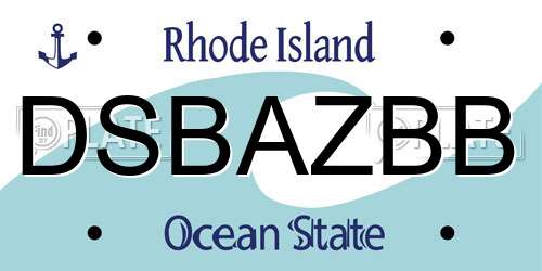 DSBAZBB Rhode Island License Plate